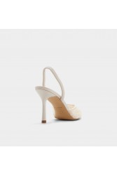 ALDO Carollina Ecru Women's Slingback Heels with Embroidered Flowers