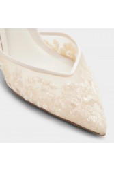 ALDO Carollina Ecru Women's Slingback Heels with Embroidered Flowers