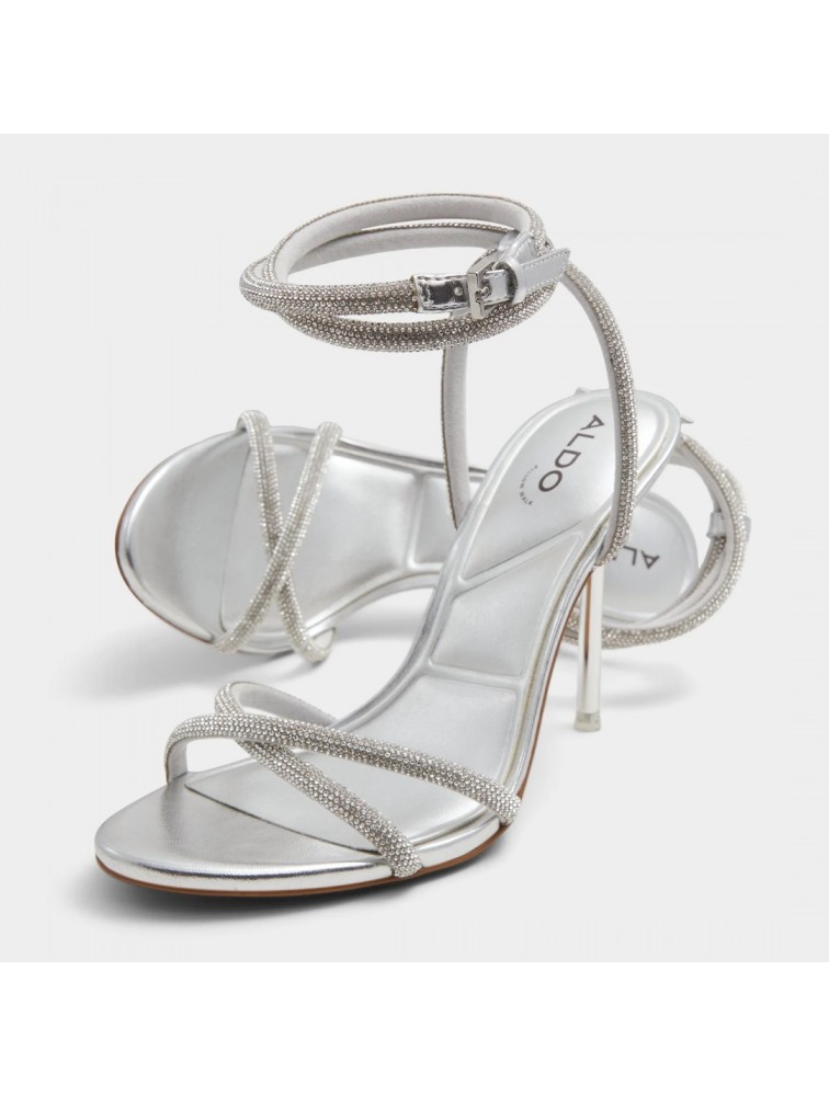 ALDO Manealden Silver Women's Sandals with Rhinestones