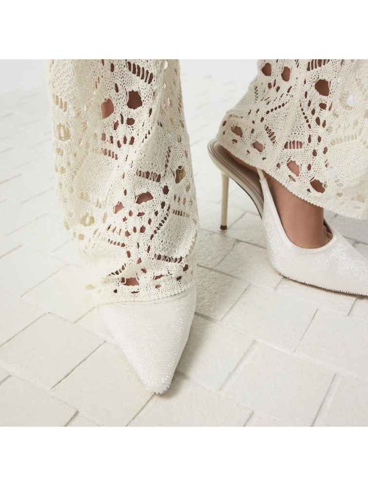 ALDO Pearlescent Ιβουάρ Γυναικείες Slingback Σατέν Γόβες με Πέρλες