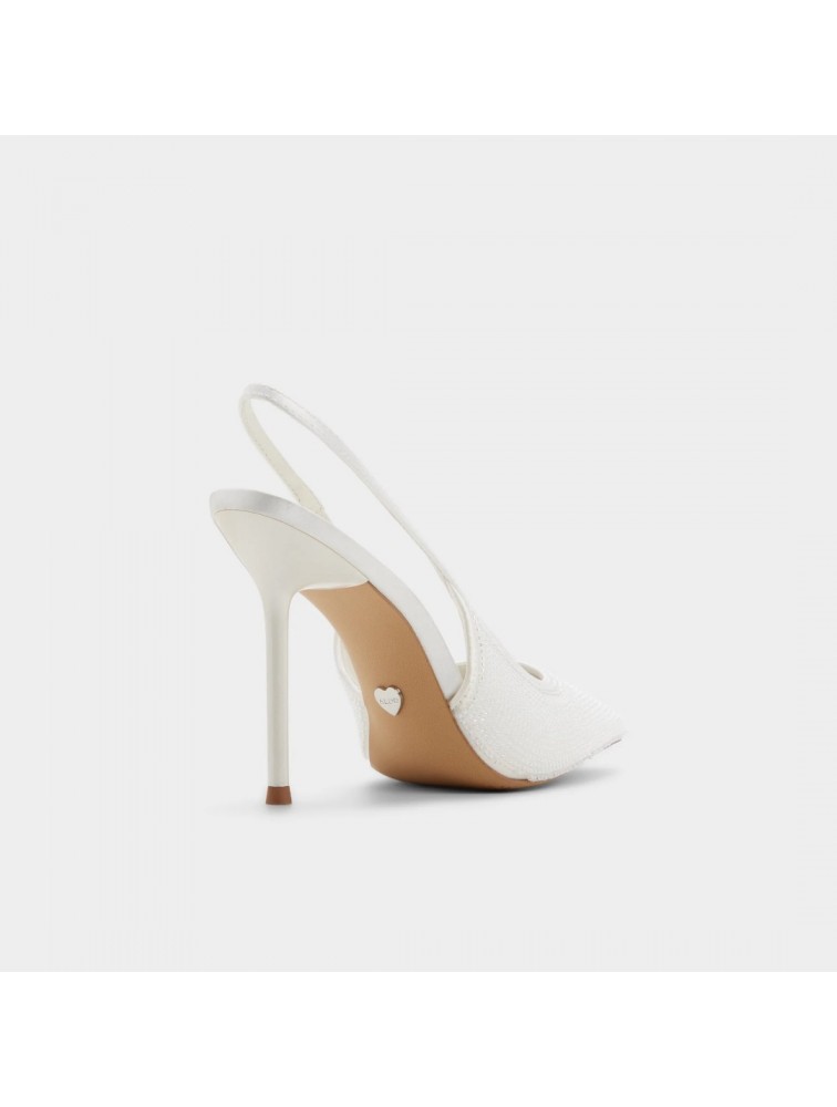 ALDO Pearlescent Ιβουάρ Γυναικείες Slingback Σατέν Γόβες με Πέρλες