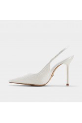 ALDO Pearlescent Ιβουάρ Γυναικείες Slingback Σατέν Γόβες με Πέρλες