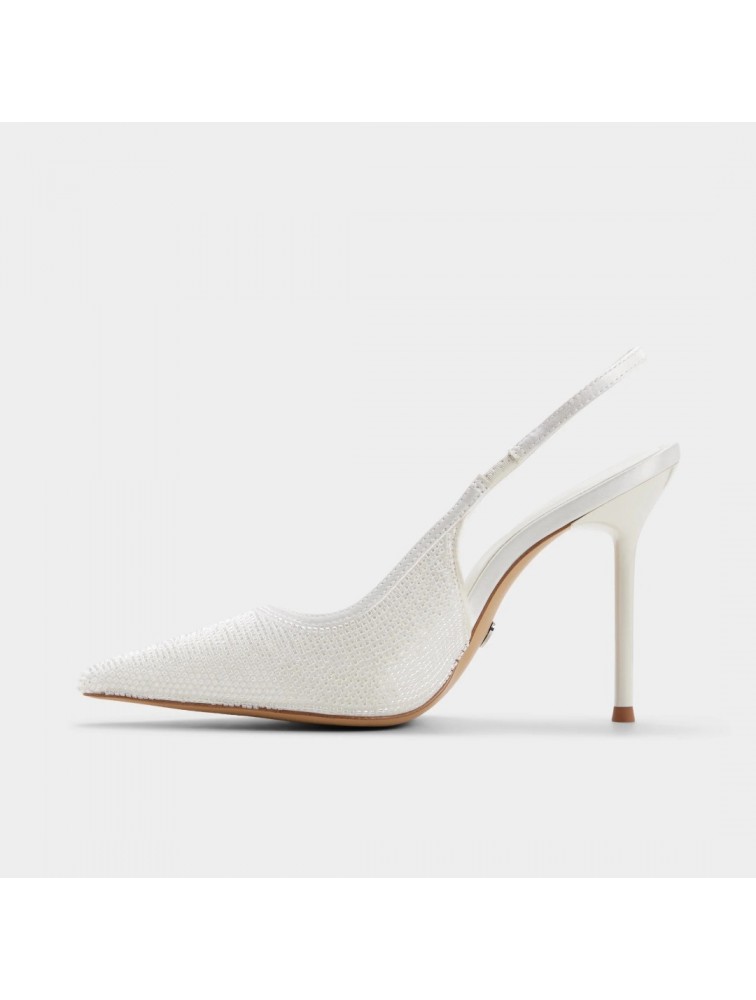 ALDO Pearlescent Ιβουάρ Γυναικείες Slingback Σατέν Γόβες με Πέρλες