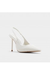 ALDO Pearlescent Ιβουάρ Γυναικείες Slingback Σατέν Γόβες με Πέρλες