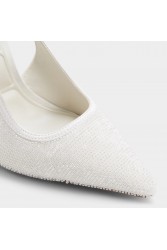 ALDO Pearlescent Ιβουάρ Γυναικείες Slingback Σατέν Γόβες με Πέρλες