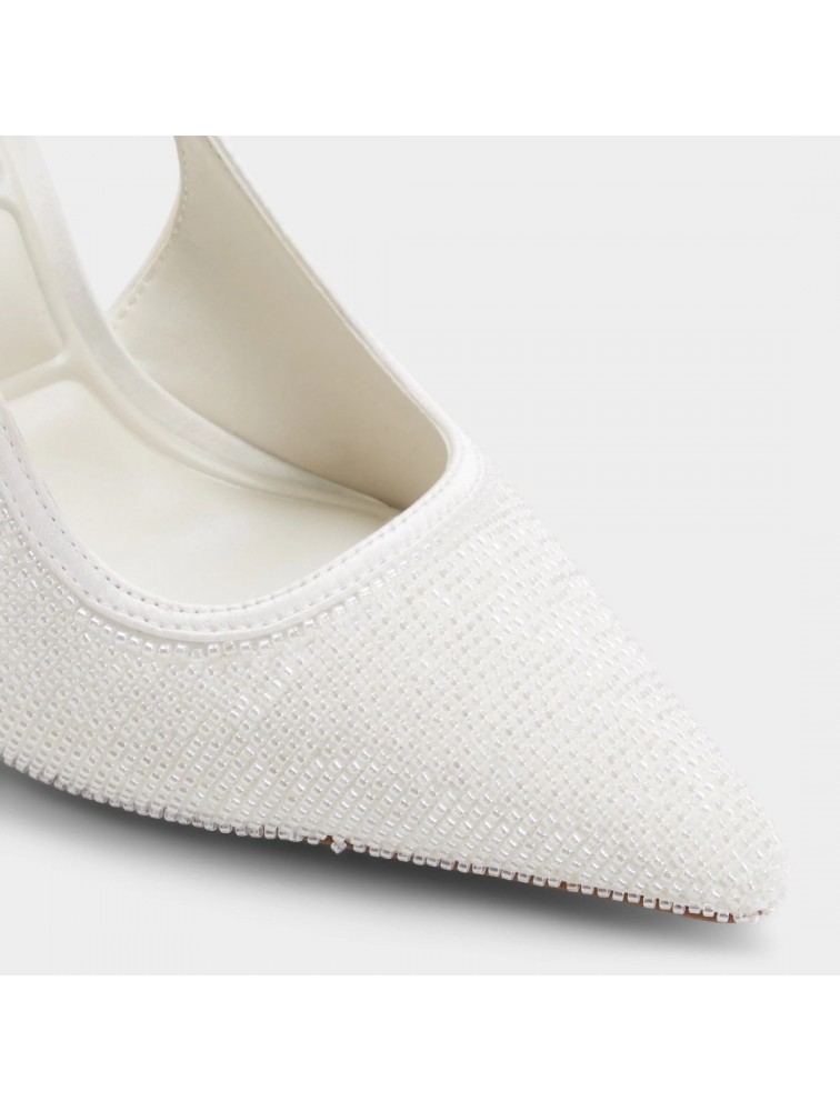 ALDO Pearlescent Ιβουάρ Γυναικείες Slingback Σατέν Γόβες με Πέρλες