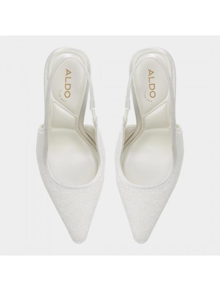 ALDO Pearlescent Ιβουάρ Γυναικείες Slingback Σατέν Γόβες με Πέρλες