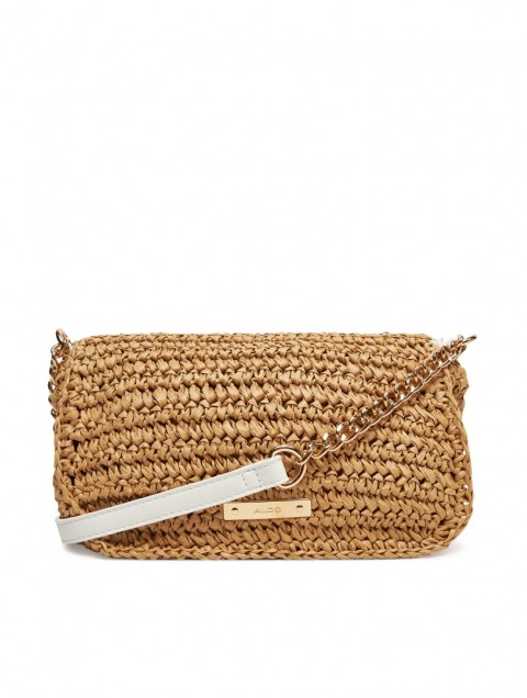 ALDO SUNBLOOM Beige Straw Women's Shoulder Bag