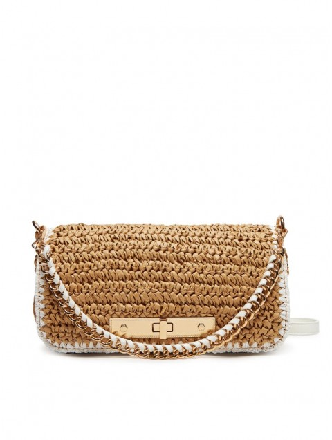 ALDO SUNBLOOM Beige Straw Women's Shoulder Bag