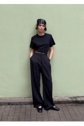 ALOHAS Sway Black Leather Ballet Flats Μαύρες Δερμάτινες Δετές Μπαλαρίνες