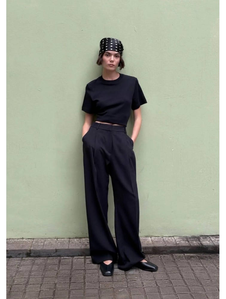 ALOHAS Sway Black Leather Ballet Flats Μαύρες Δερμάτινες Δετές Μπαλαρίνες