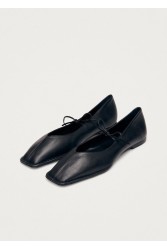 ALOHAS Sway Black Leather Ballet Flats Μαύρες Δερμάτινες Δετές Μπαλαρίνες