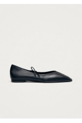 ALOHAS Sway Black Leather Ballet Flats Μαύρες Δερμάτινες Δετές Μπαλαρίνες