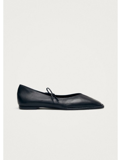 ALOHAS Sway Black Leather Ballet Flats Μαύρες Δερμάτινες Δετές Μπαλαρίνες