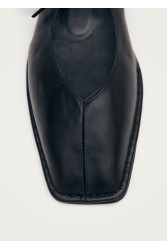 ALOHAS Sway Black Leather Ballet Flats Μαύρες Δερμάτινες Δετές Μπαλαρίνες