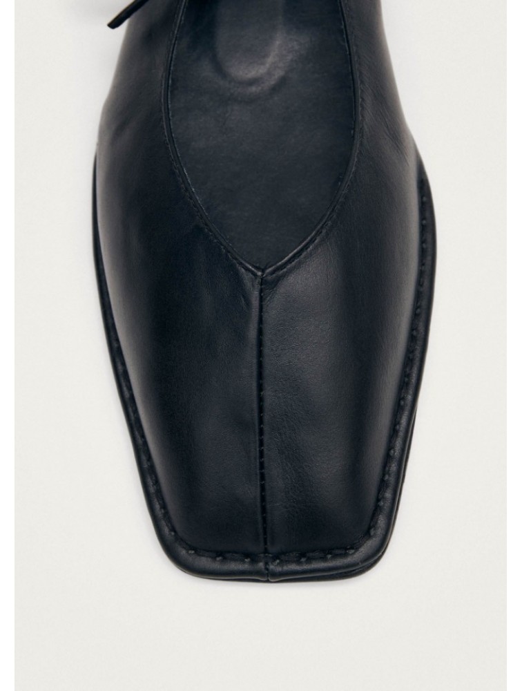 ALOHAS Sway Black Leather Ballet Flats Μαύρες Δερμάτινες Δετές Μπαλαρίνες