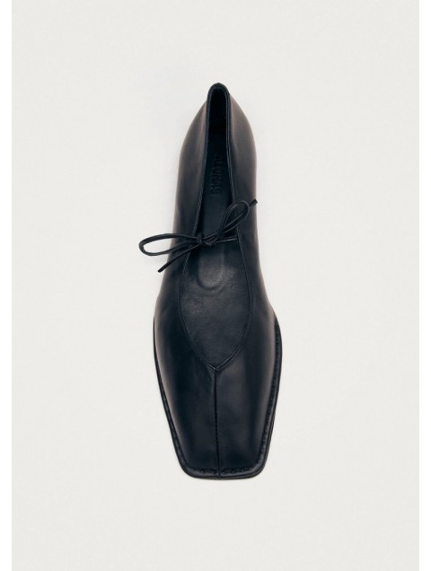 ALOHAS Sway Black Leather Ballet Flats Μαύρες Δερμάτινες Δετές Μπαλαρίνες