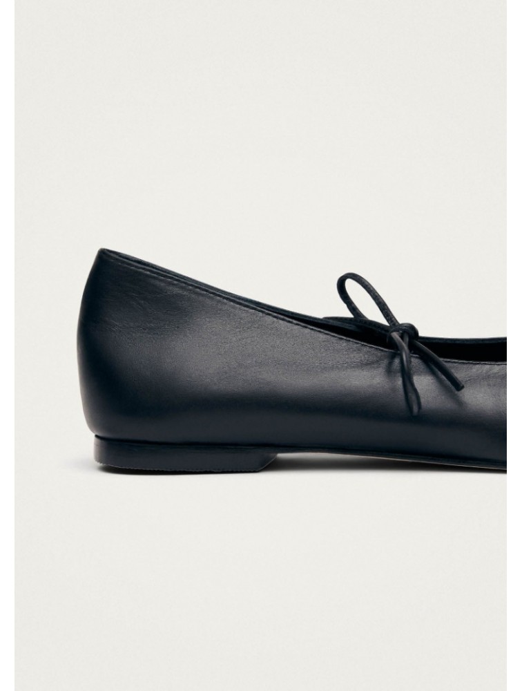 ALOHAS Sway Black Leather Ballet Flats Μαύρες Δερμάτινες Δετές Μπαλαρίνες