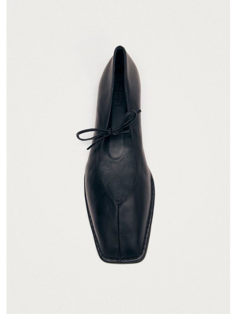 ALOHAS Sway Black Leather Ballet Flats Μαύρες Δερμάτινες Δετές Μπαλαρίνες