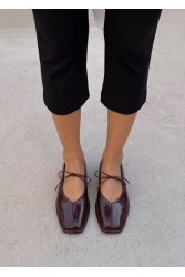 ALOHAS Sway Burgundy Leather Ballet Flats Μπορντώ Δερμάτινες Δετές Μπαλαρίνες