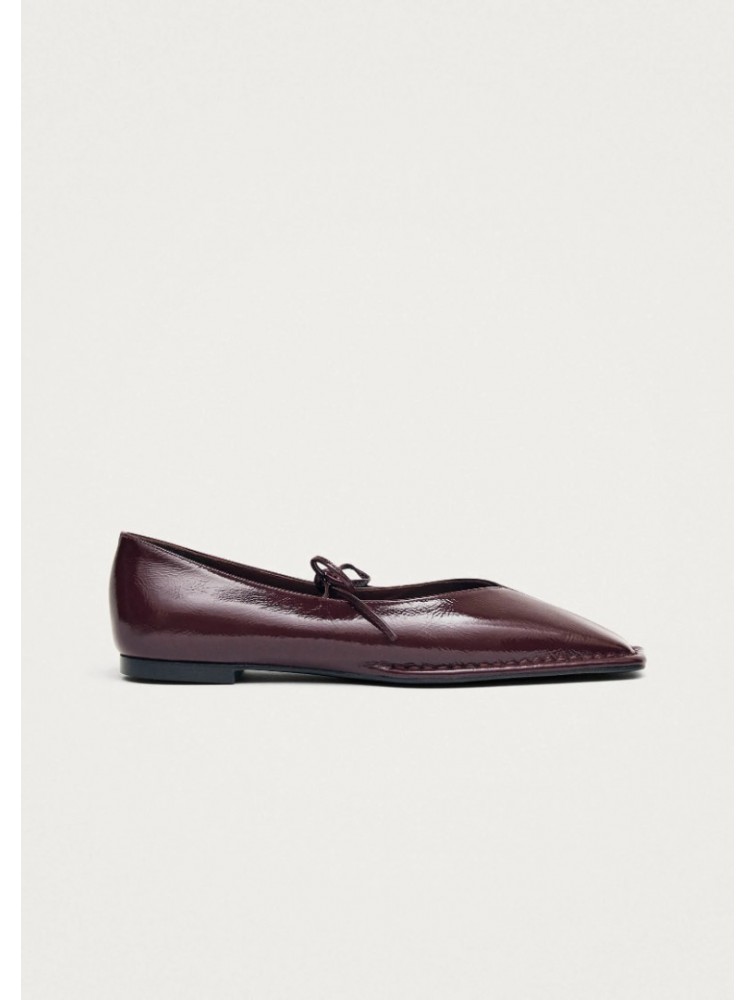 ALOHAS Sway Burgundy Leather Ballet Flats Μπορντώ Δερμάτινες Δετές Μπαλαρίνες