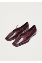 ALOHAS Sway Burgundy Leather Ballet Flats Μπορντώ Δερμάτινες Δετές Μπαλαρίνες