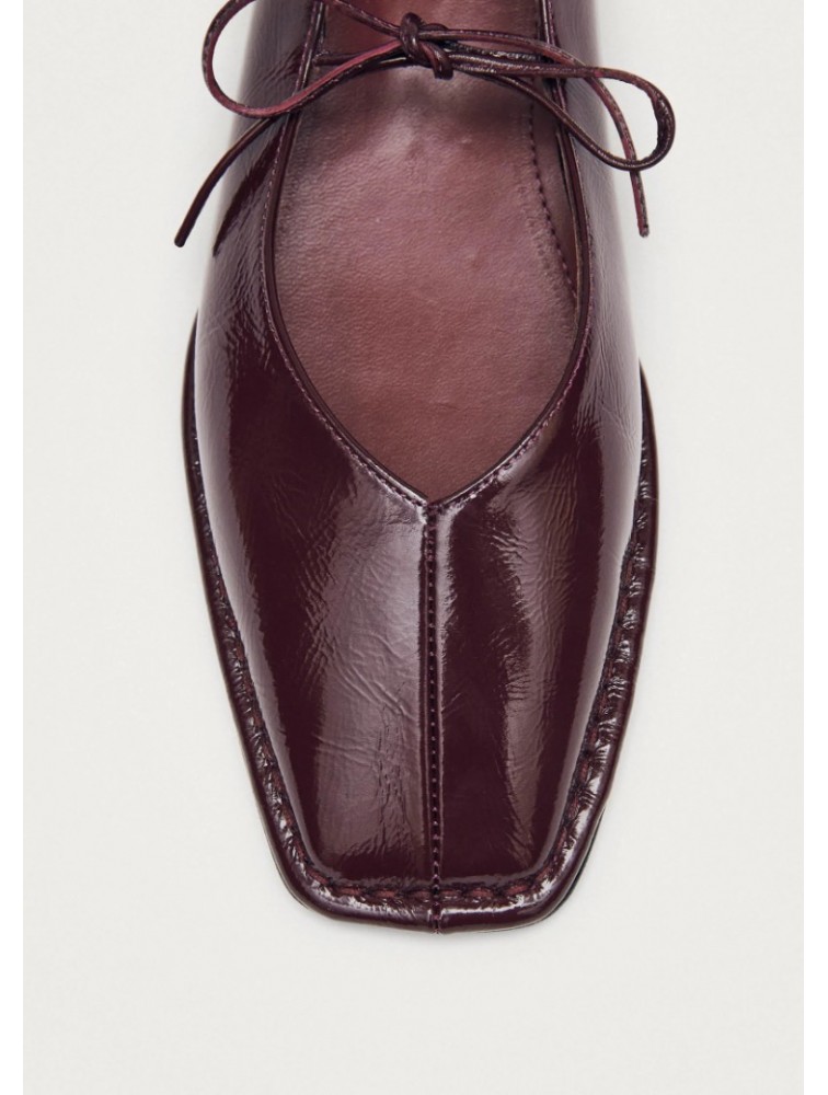 ALOHAS Sway Burgundy Leather Ballet Flats Μπορντώ Δερμάτινες Δετές Μπαλαρίνες