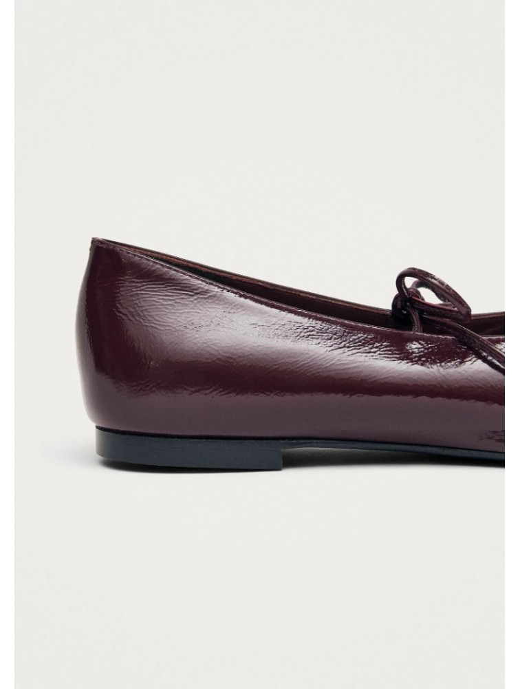 ALOHAS Sway Burgundy Leather Ballet Flats Μπορντώ Δερμάτινες Δετές Μπαλαρίνες
