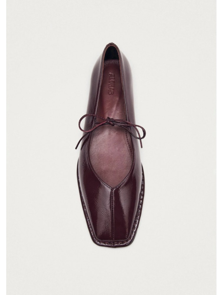 ALOHAS Sway Burgundy Leather Ballet Flats Μπορντώ Δερμάτινες Δετές Μπαλαρίνες