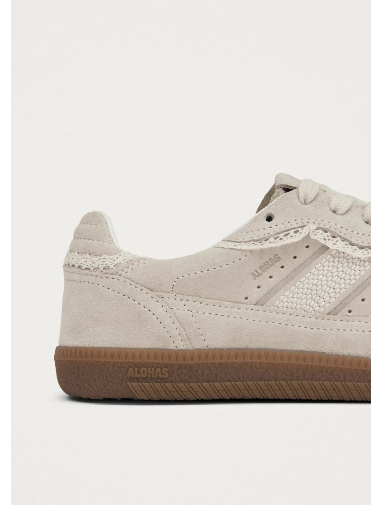 ALOHAS TB.490 Crochet Cream Leather Sneakers Κρεμ Κροσέ Δερμάτινα Sneakers