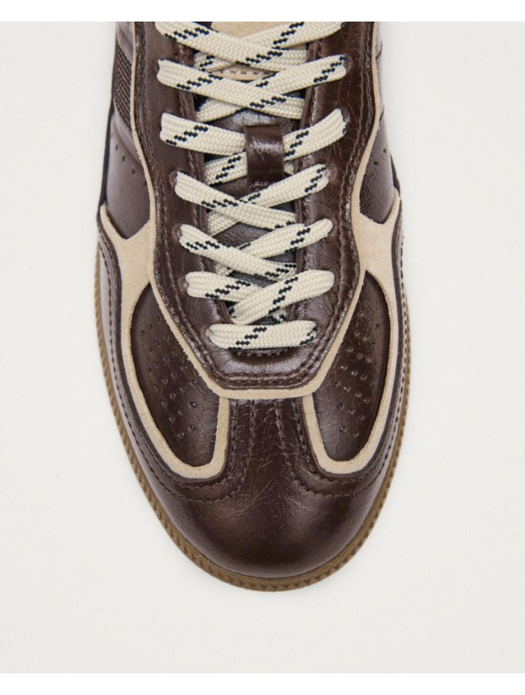 ALOHAS TB.490 Patent Brown Leather Sneakers Καφέ Δερμάτινα Sneakers