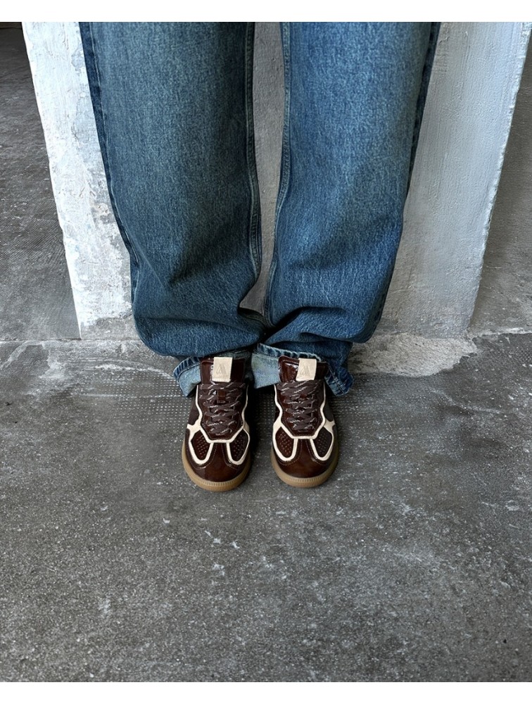 ALOHAS TB.490 Patent Brown Leather Sneakers Καφέ Δερμάτινα Sneakers