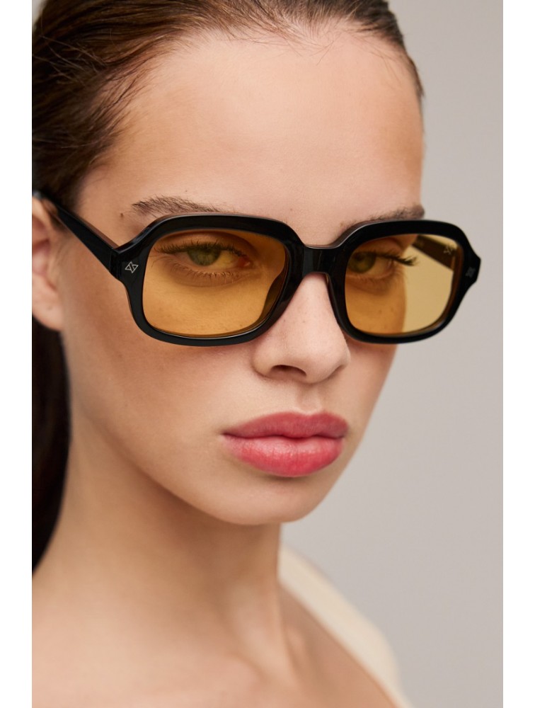 AV SUNGLASSES Ace Black Orange Μαύρα Γυαλιά Ηλίου με Πορτοκαλί Φακούς