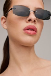 A\V SUNGLASSES Angel Black Rectangular Metal Sunglasses
