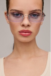 AV SUNGLASSES Angel Blue Ορθογώνια Ασημί Γυαλιά Ηλίου με Μπλε Φακούς