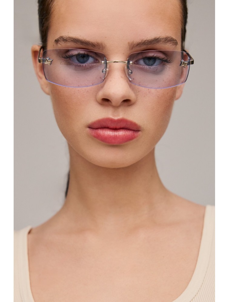 AV SUNGLASSES Angel Blue Ορθογώνια Ασημί Γυαλιά Ηλίου με Μπλε Φακούς