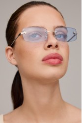 AV SUNGLASSES Angel Blue Ορθογώνια Ασημί Γυαλιά Ηλίου με Μπλε Φακούς