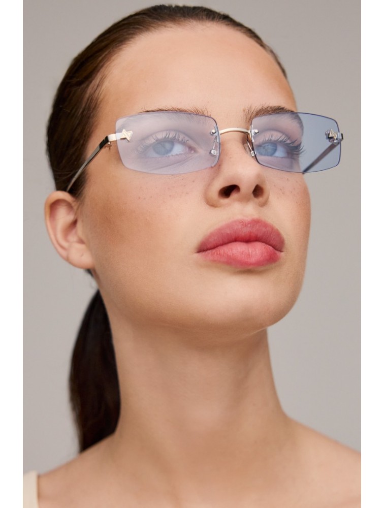 AV SUNGLASSES Angel Blue Ορθογώνια Ασημί Γυαλιά Ηλίου με Μπλε Φακούς