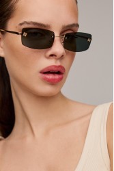 AV SUNGLASSES Angel Gold Ορθογώνια Χρυσά Γυαλιά Ηλίου με Πράσινους Φακούς