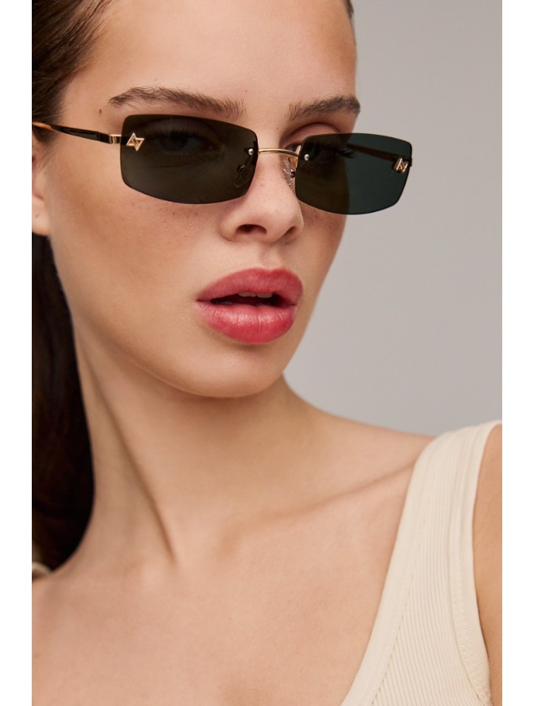 AV SUNGLASSES Angel Gold Ορθογώνια Χρυσά Γυαλιά Ηλίου με Πράσινους Φακούς