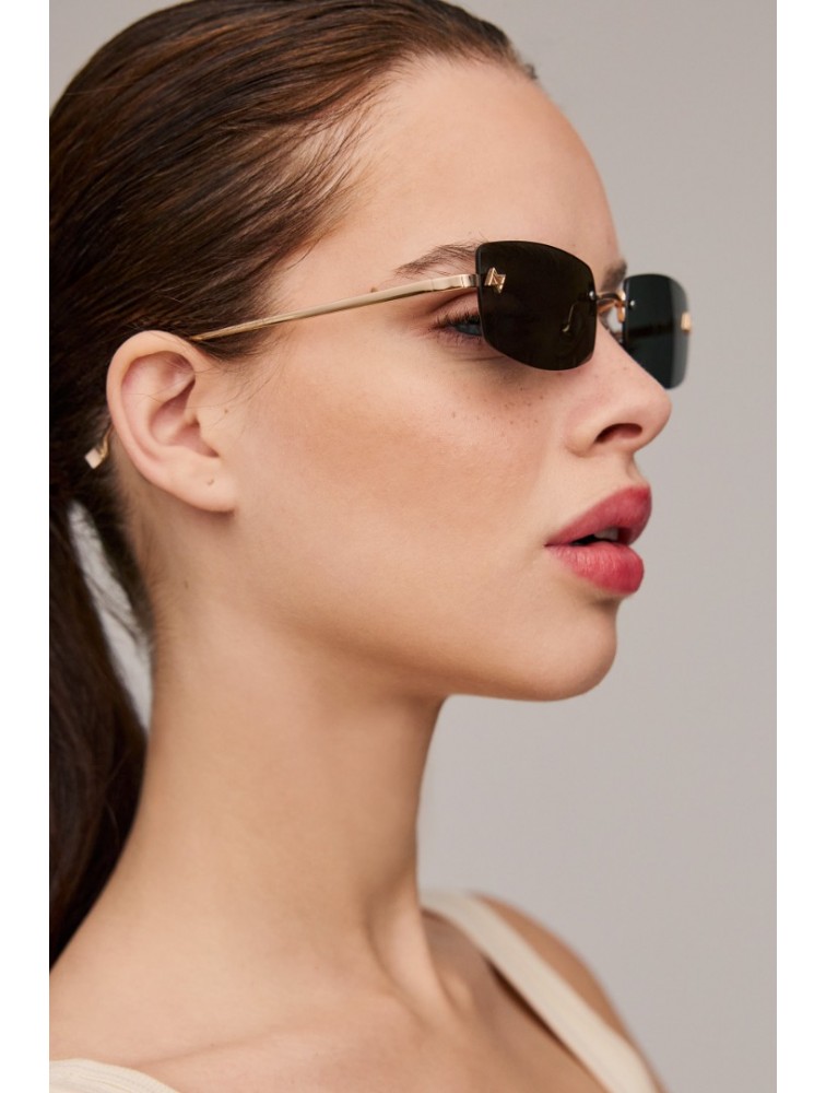 AV SUNGLASSES Angel Gold Ορθογώνια Χρυσά Γυαλιά Ηλίου με Πράσινους Φακούς