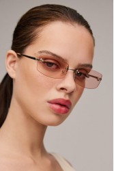A\V SUNGLASSES Angel Pink Rectangular Metal Sunglasses