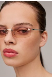A\V SUNGLASSES Angel Pink Rectangular Metal Sunglasses
