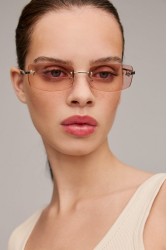 A\V SUNGLASSES Angel Pink Rectangular Metal Sunglasses