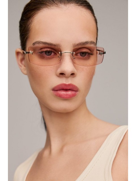 A\V SUNGLASSES Angel Pink Rectangular Metal Sunglasses