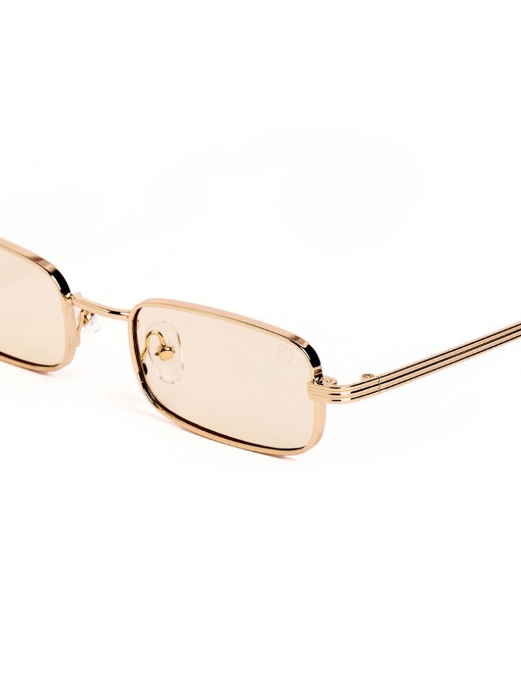 A\V SUNGLASSES Cali Beige Beige Rectangular Metal Sunglasses