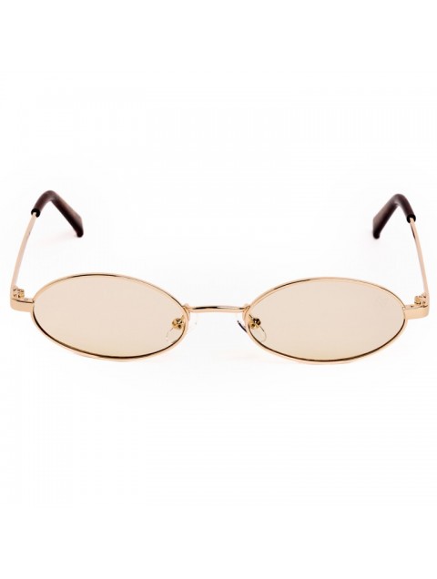 A\V SUNGLASSES Kyoto Beige Gold Metallic Oval Sunglasses