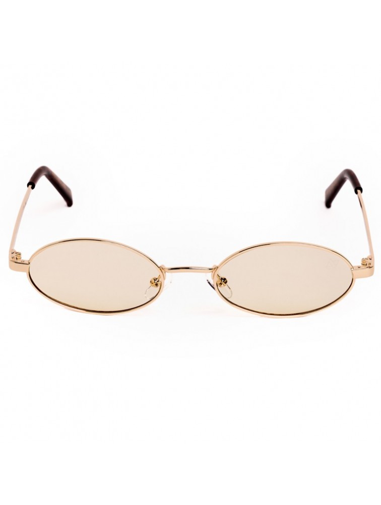 A\V SUNGLASSES Kyoto Beige Gold Metallic Oval Sunglasses