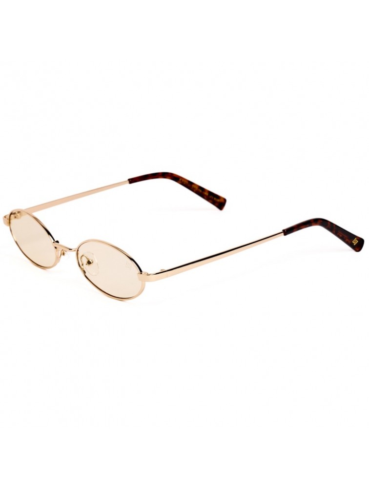 A\V SUNGLASSES Kyoto Beige Gold Metallic Oval Sunglasses