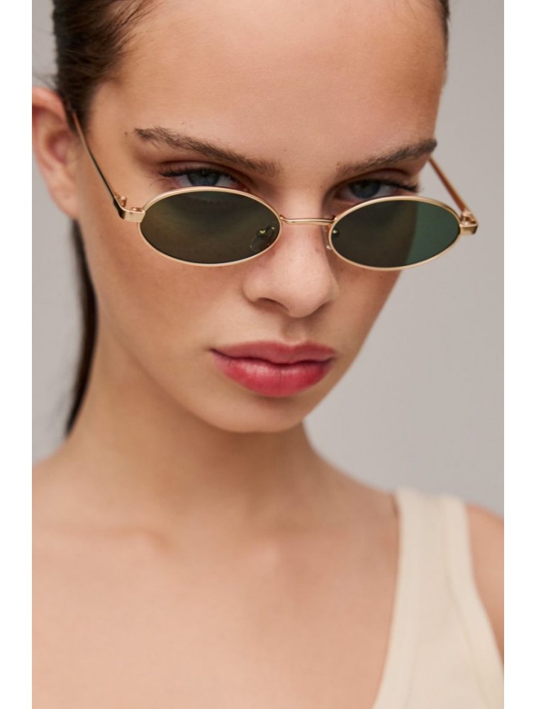 A\V SUNGLASSES Kyoto Gold Gold Metallic Oval Sunglasses